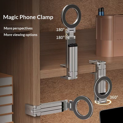 Portable Clip-on Rotating Folding Travel Magnetic Phone Holder