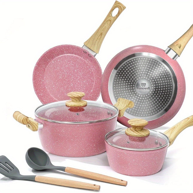 Pots and Pans Set, 8 Pieces Non Stick Cookware Set,