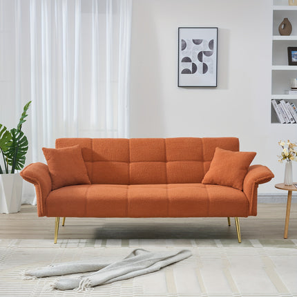 Sofabed With Adjustable Arms And Backrest in Teddy Fleece