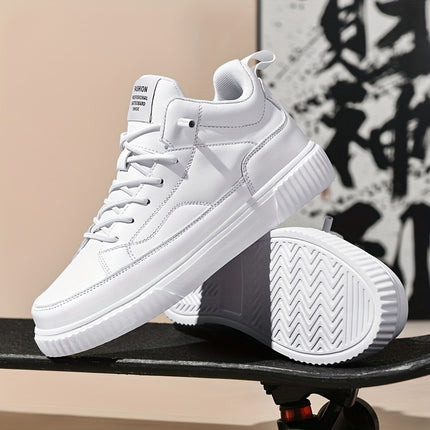 Men's Trendy Solid Skate Shoes, Comfy Non Slip Casual Street Style Sneakers For Men's Outdoor Activities