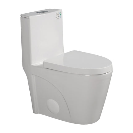 One-Piece Toilet, 1.1/1.60 GPF Water-Efficient Dual-Flush Elongated Comfort Height Floor Mounted, ADA Compliant Toilet with Soft Closing Seat Included