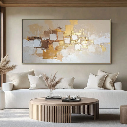 Handpainted Abstract Golden Oil Painting On Canvas Nordic Style Wall Art Picture Mural For Room Modern Home Decor