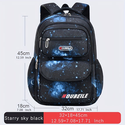 Print Starry Sky Backpack for Boys, Suitable for Elementary School Students, Featuring Large Capacity,