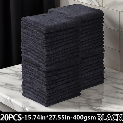 Ultra-Soft Microfiber Salon Towels (5/10/20/50pcs) (Black/White/Grey), 16x27 Inches, 400 GSM