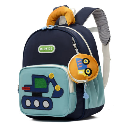 Kids' Cartoon Construction Vehicle Backpack Adjustable Straps, Lightweight,