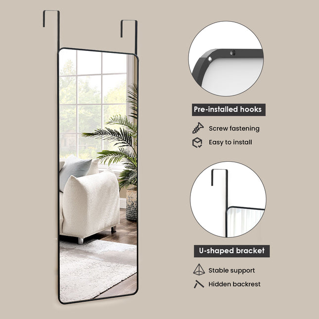 Full-length mirror, curved mirror, freestanding or wall-mounted, suitable for living rooms