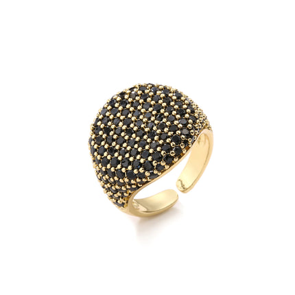 Full-diamond Round Open Geometric Zircon Ring