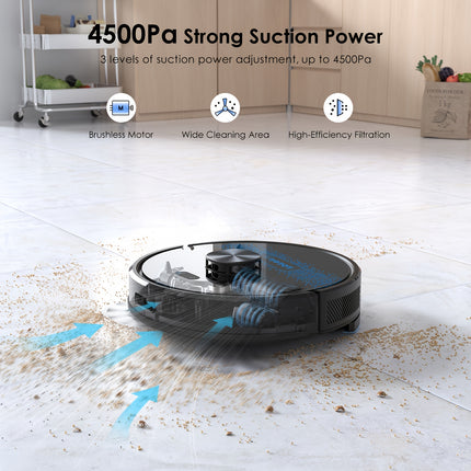 Lubluelu SL60MAX Robot Vacuum with Self-Emptying Feature, 4500Pa Suction Power