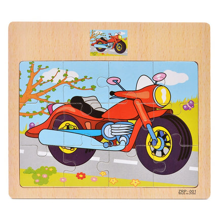 Wooden 12-piece Puzzle Puzzle Infant Children Early Childhood Educational Toys Animal Transportation Wooden Puzzle Toy