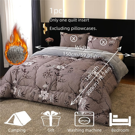1pc Luxury Dark Grey Purple Floral Bedspread