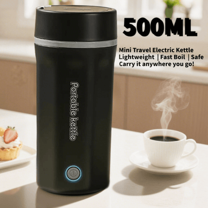 Travel Electric Kettle Portable Mini Kettle, 500ML Small Hot Water Boiler, 304 Stainless Steel,