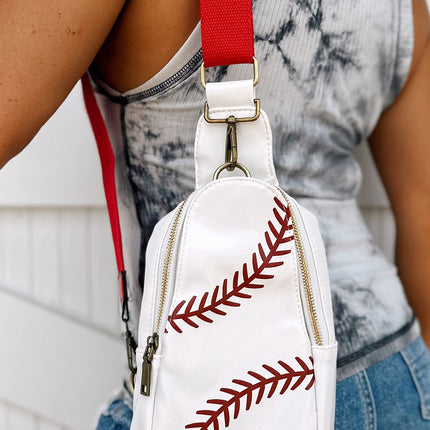 Racing Red Balls Pattern PU Leather Zipped Sling Bag