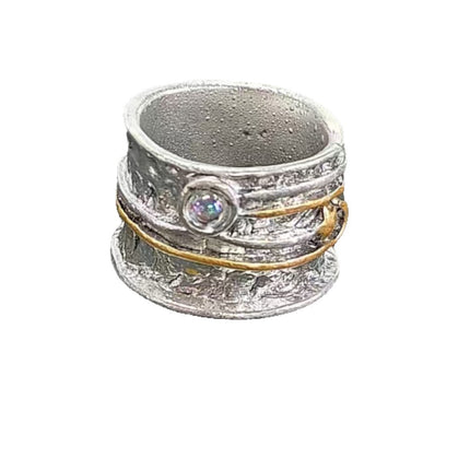 Retro Star And Moon Ring With Moonstone For Women