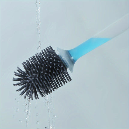 Toilet Brush with Cleaning Solution and Wall-Mounted Holder, White No Drilling Required,