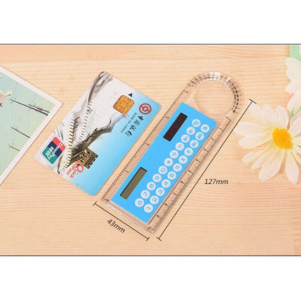 Wholesale Mini Color Multifunctional Student 10cm Ruler Solar Calculator