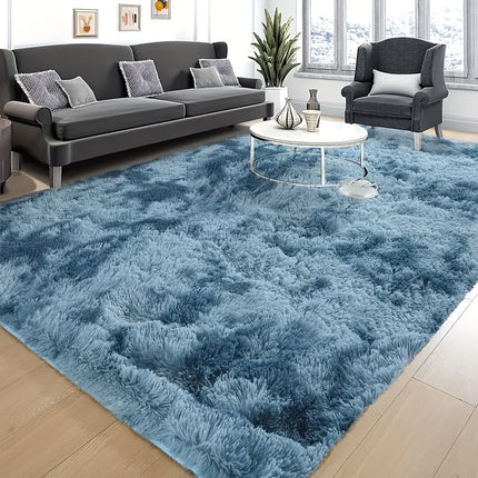 1pc Plush Area Mat - Ultra Soft Non-Slip Mat in Blue/Gray/White/Black/, Machine