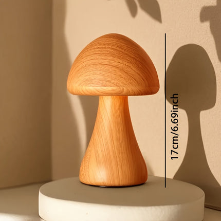 USB mushroom night light, simulated wood grain mushroom light, bottom anti slip, decorative desk lamp