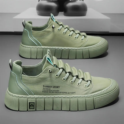 Men'S & Women'S Low-Top Sneakers - Solid Color White Faux Cover Upper, Durable Rubber Sole,