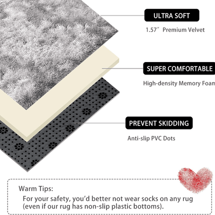 1pc soft plush area Mat, non-slip plush Mat, soft plush bedside Mat, tie dye living room Mat,