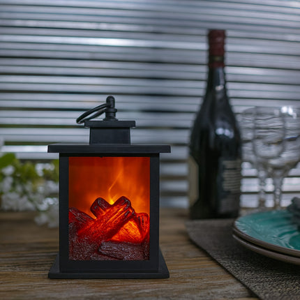1pc Flameless Fireplace Lamp with Realistic Dancing Flame Effect, Portable Tabletop Indoor Decorative Light