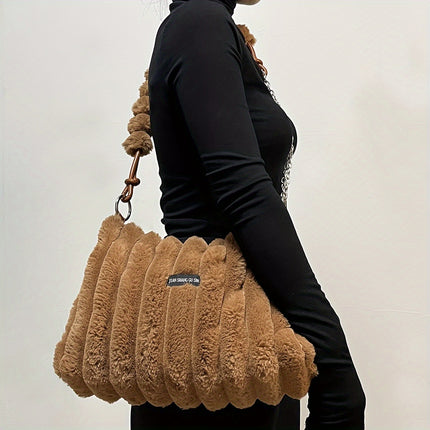 Detachable and Adjustable Strap, Tie-Dye Plush Feel, for Women, Zippered Large Bag