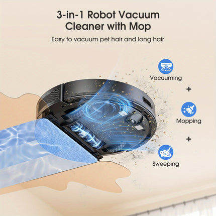 Robot Vacuum And Mop, 3 In 1 Robotic Vacuum Cleaner, LiDAR Navigation, Smart Mapping