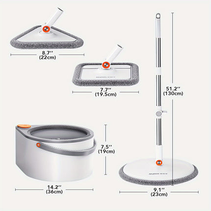Wash Mop And Bucket Set, With Three Types Mop Heads, Household Rotating Floor Mop, Lazy Mop