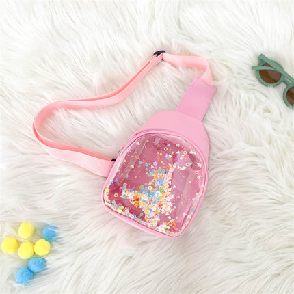 Solid Color PU Leather Children's Chest Pack Quicksand Lightweight