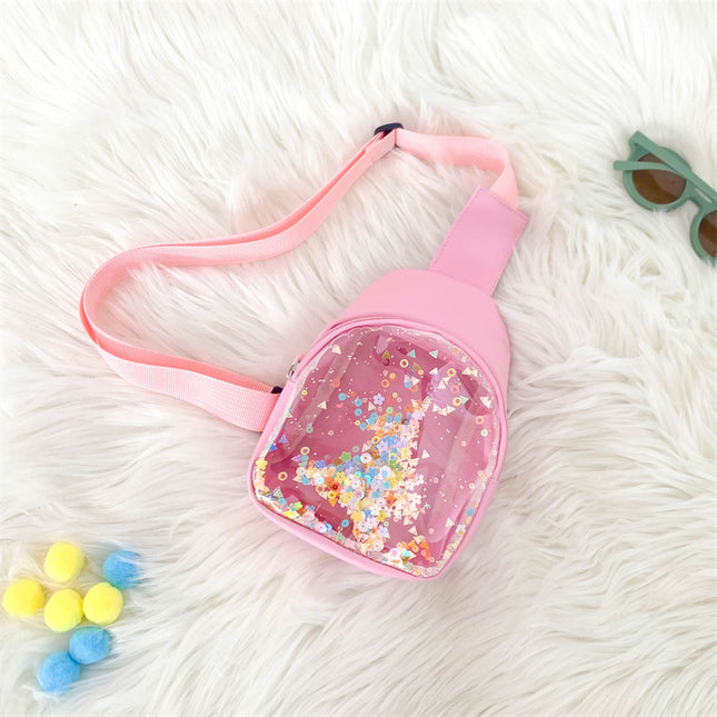 Solid Color PU Leather Children's Chest Pack Quicksand Lightweight