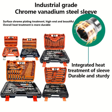 Tool Kit Set, Professional High-Quality Automotive Repair Tools - 46/53/61/82/151pcs