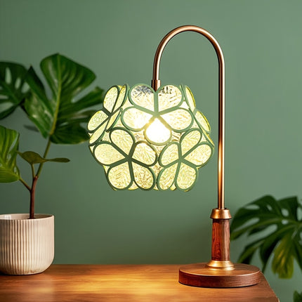 Deco Metallic Green Lampshade - Vintage-Inspired, Matte Finish, Plastic & Metal Construction