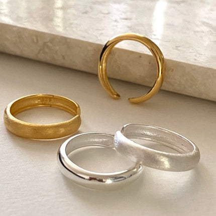 S925 Sterling Silver Womens Irregular Polished Plain Silver Ring