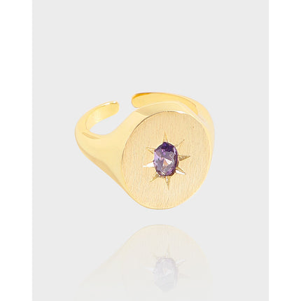 Womens Versatile Purple Zircon Brushed Ring For Every Style