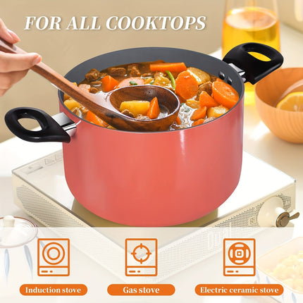 8-Piece Nonstick Pots And Pans Sets, Kitchen Cookware With Ceramic Coating, Dishwasher Safe,