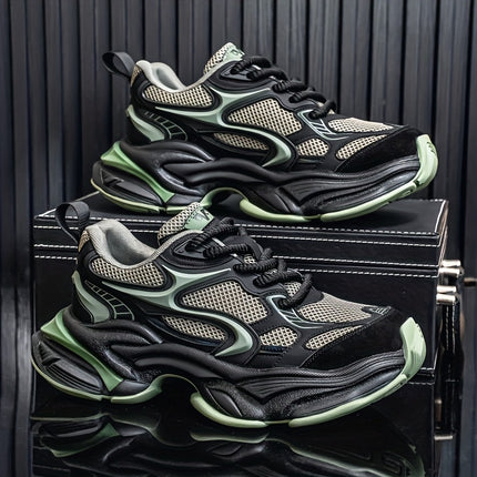Men's Chunky Height-Increasing Sneakers - Thick Platform Lace-Up Shoes with Breathablee