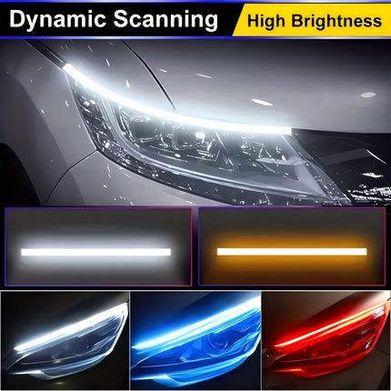 2pcs 60.96 cm LED decorative light strip with flowing light, universal car lights, fashionable start scanning,