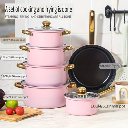 12-Pieces Stainless Steel Cookware Set - Induction Ready, Dual-Handled With Glass Lids