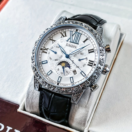 Luxury Vintage Relief Men'S Watch Case Featuring a Sophisticated Design with Automatic Mechanical Movement,
