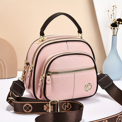 Luxury Synthetic Faux Leather Multi-Layer Large Capacity Shoulder Bag Versatile Fashionable Handbag with Zipper