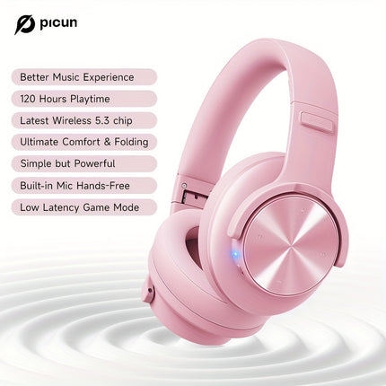 1pc Picun B8 Wireless Headphones with 120H Playtime, Foldable Design, Sound Isolation, 3 EQ Modes, Type-C,