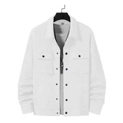 Men's Casual Jacquard Plaid Baggy Coat Shirt