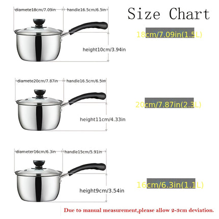 3pcs Stainless Steel Saucepans Cookware Set