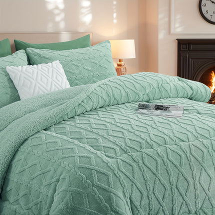 220 X 240 Taffeta Comforter, Double-Sided Rhombus Pattern Winter Blanket, Ultra Soft Fluffy Bedding