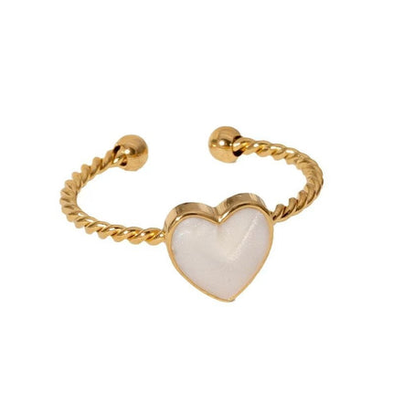 Fashionable Minimalist Heart-shaped Oil-drip Alloy Open Ring