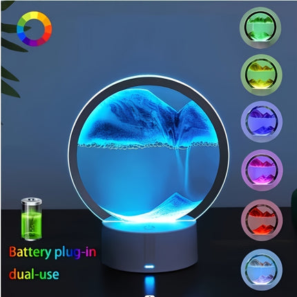 3D LED Quicksand Art Desk Lamp with Adjustable Brightness – Modern Landscape Night Light for Bedroom