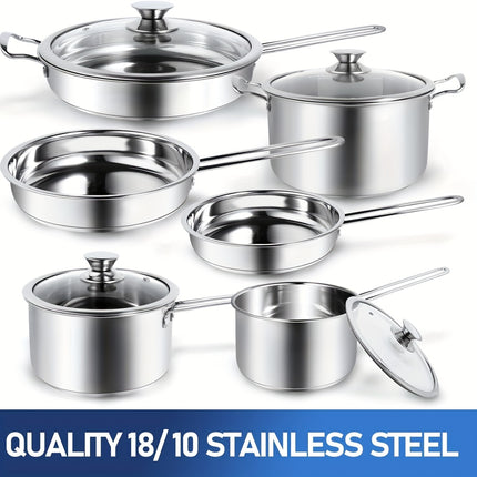 Cookware Set- Includes Ergonomic Handle Saucepans, Skillets, Dutch Oven