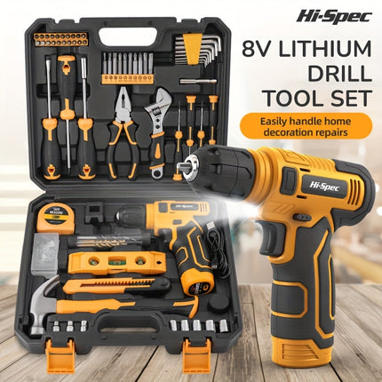 Hi-Spec 133 Yellow Electric Screwdriver Set, High-Quality Carbon Steel Hardware Kit,