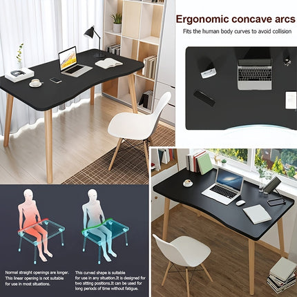 Compact Modern Minimalist Small Home Office Desk & Study Table - Metal Frame