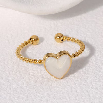Fashionable Minimalist Heart-shaped Oil-drip Alloy Open Ring