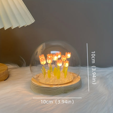 10pcs Tulip Night Light Set - Bedroom Artistic Floral Decoration, Luminous Tabletop Embellishment
